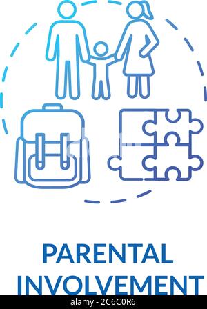 Parents participation concept icon. Mothers and fathers participation. Toddlers and babycare. Early childhood education idea thin line illustration. V Stock Vector