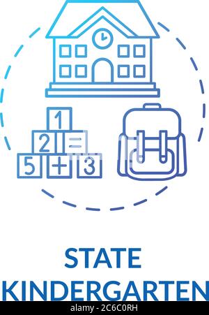 Children state kindergarten concept icon. Toddlers care and development. Preschoolers. Early childhood education idea thin line illustration. Vector i Stock Vector