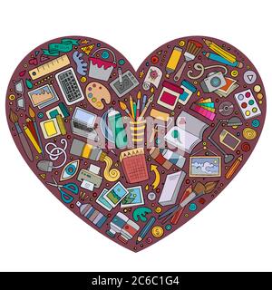 Set of Art and Design cartoon doodle objects Stock Vector