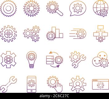 bundle of gears machine set icons vector illustration design Stock ...