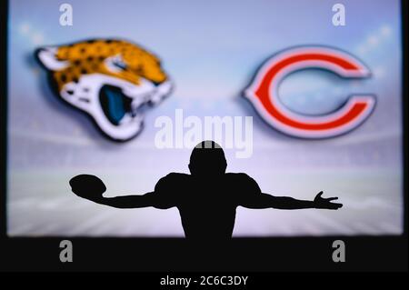 Jacksonville Jaguars vs. Cleveland Browns. NFL Game. American Football  League match. Silhouette of professional player celebrate touch down.  Screen in Stock Photo - Alamy