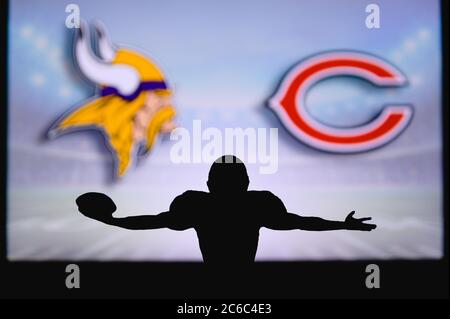 Chicago Bears vs. Minnesota Vikings. Fans support on NFL Game