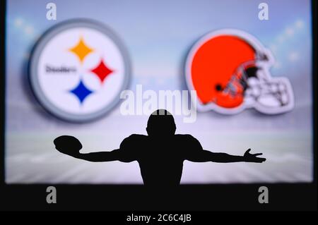 Cleveland Browns. Silhouette of professional american football