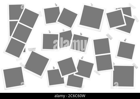Realistic photo frame with color pins, vector illustration on ...