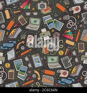 Cartoon cute hand drawn Design seamless pattern Stock Vector