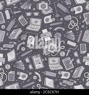 Cartoon cute hand drawn Design seamless pattern Stock Vector
