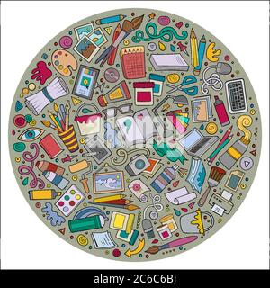 Set of Designer cartoon doodle objects, symbols and items Stock Vector