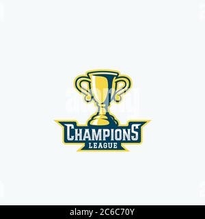 Champions League Prize Cup. Vector Sport Trophy Sign, Symbol or Logo Template. Stock Vector