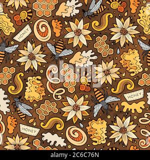 Cartoon cute Honey seamless pattern Stock Vector