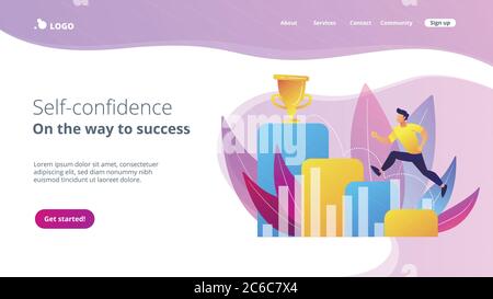 On the way to success concept landing page. Stock Vector
