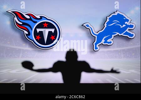 Indianapolis Colts Vs. Tennessee Titans. NFL Game. American Football League  Match. Silhouette Of Professional Player Celebrate Touch Down. Screen In  Background. Stock Photo, Picture And Royalty Free Image. Image 151155752.