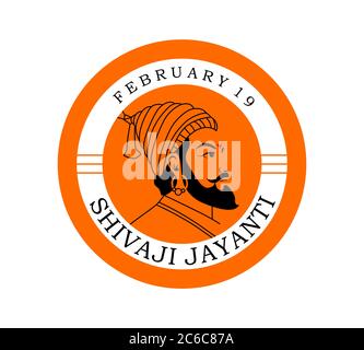 Shivaji Jayanti is a festival and public holiday of the Indian state of Maharashtra, circle logo Stock Vector