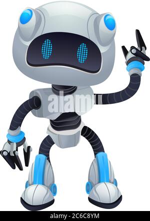 Robots set vector with emotions, technology, isolated on white background. Stock Vector