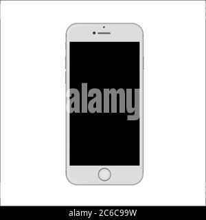 New version of black and white slim smartphone with blank white screen ...