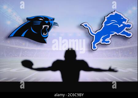 Carolina Panthers vs. Detroit Lions. Fans support on NFL Game. Silhouette  of supporters, big screen with two rivals in background Stock Photo - Alamy