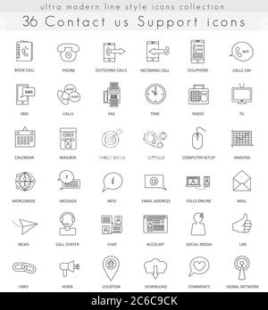 Vector contact us ultra modern outline line icons for web and apps Stock Vector