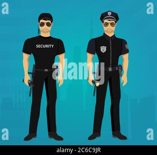 Vector Security and Policeman guards concept isolated Stock Vector