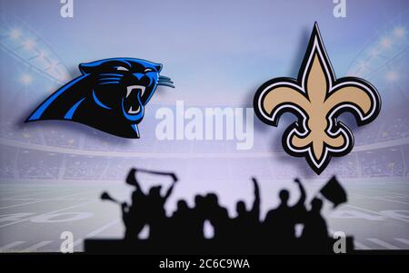 Carolina Panthers vs. New Orleans Saints. Fans support on NFL Game.  Silhouette of supporters, big screen with two rivals in background Stock  Photo - Alamy