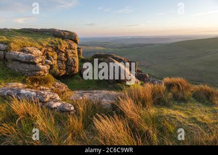 Sharp Tor on South Dartmoor above Piles Copse Stock Photo