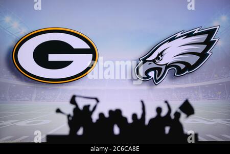 Dallas Cowboys vs. Philadelphia Eagles. Fans support on NFL Game.  Silhouette of supporters, big screen with two rivals in background Stock  Photo - Alamy