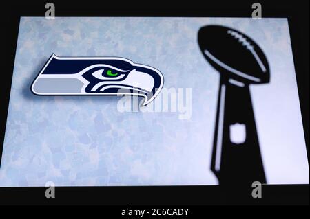 Seattle Seahawks. Silhouette of professional american football