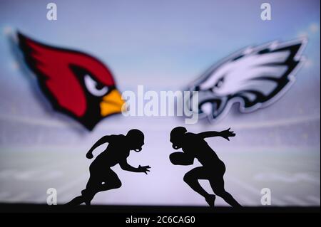 Arizona Cardinals vs. Philadelphia Eagles. Fans support on NFL Game.  Silhouette of supporters, big screen with two rivals in background Stock  Photo - Alamy