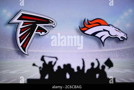 Atlanta Falcons vs. Denver Broncos. Fans support on NFL Game