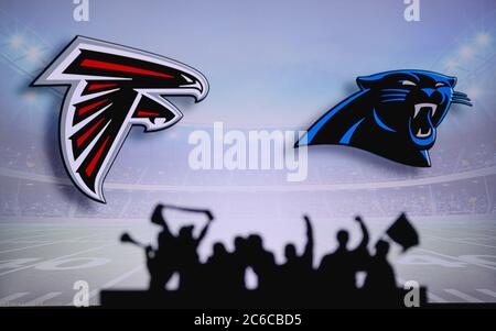 Atlanta Falcons vs. Carolina Panthers. Fans support on NFL Game. Silhouette  of supporters, big screen with two rivals in background Stock Photo - Alamy