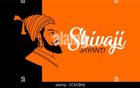 Shivaji Jayanti is a festival and public holiday of the Indian state of Maharashtra, Vector design Orange background Stock Vector