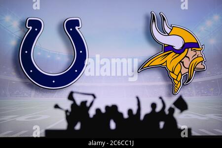 Indianapolis Colts vs. Minnesota Vikings. Fans support on NFL Game