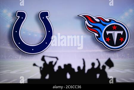 Indianapolis Colts vs. Tennessee Titans. NFL match poster. Two