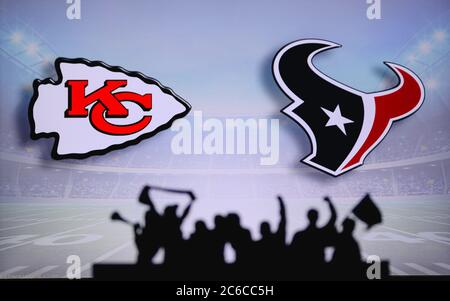 Kansas City Chiefs vs. Houston Texans. Fans support on NFL Game. Silhouette  of supporters, big screen with two rivals in background Stock Photo - Alamy