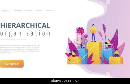 Business hierarchy concept landing page. Stock Vector