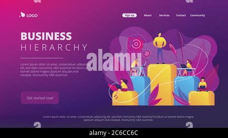 Business hierarchy concept landing page. Stock Vector