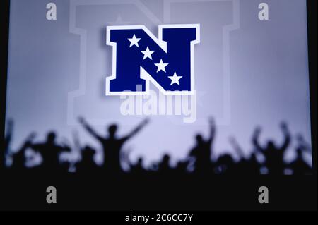 Dallas Cowboys professional american football club, silhouette of NFL trophy,  logo of the club in background Stock Photo - Alamy