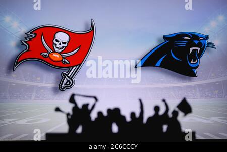 Tampa Bay Buccaneers vs. Atlanta Falcons. Fans support on NFL Game.  Silhouette of supporters, big screen with two rivals in background Stock  Photo - Alamy