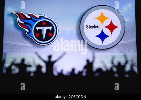 Tennessee Titans vs. Pittsburgh Steelers. Fans support on NFL Game.  Silhouette of supporters, big screen with two rivals in background Stock  Photo - Alamy