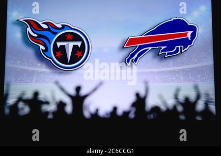 Tennessee Titans vs. Buffalo Bills. Fans support on NFL Game. Silhouette of  supporters, big screen with two rivals in background Stock Photo - Alamy