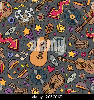 hand drawn seamless pattern of musical instruments Stock Vector Image ...