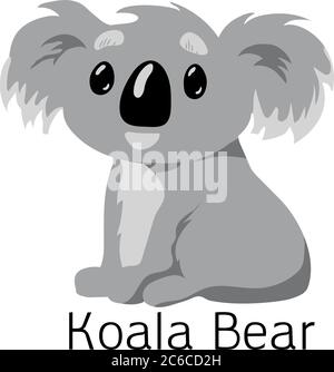 Koala cute bear in vector. Illustration kid, an Australian animal, sitting. Stock Vector