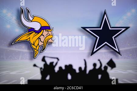 Minnesota Vikings vs. Dallas Cowboys. Fans support on NFL Game. Silhouette  of supporters, big screen with two rivals in background Stock Photo - Alamy