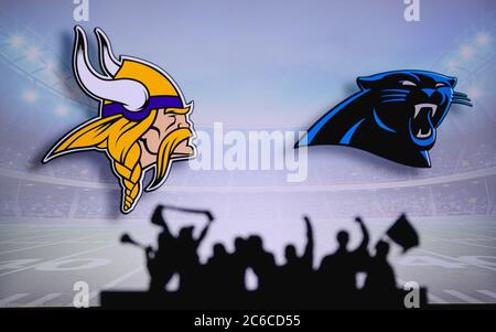 Chicago Bears vs. Minnesota Vikings. Fans support on NFL Game. Silhouette  of supporters, big screen with two rivals in background Stock Photo - Alamy