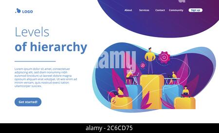 Business hierarchy concept landing page. Stock Vector