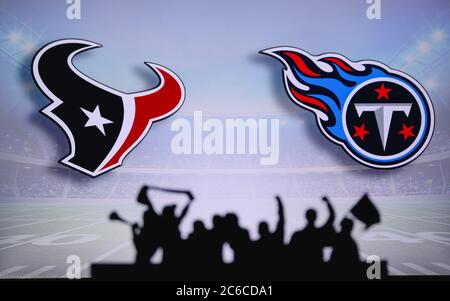 Houston Texans vs. Tennessee Titans. NFL Game. American Football League  match. Silhouette of professional player celebrate touch down. Screen in  backg Stock Photo - Alamy