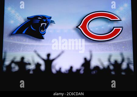 Chicago Bears vs. Detroit Lions. Fans support on NFL Game. Silhouette of  supporters, big screen with two rivals in background Stock Photo - Alamy