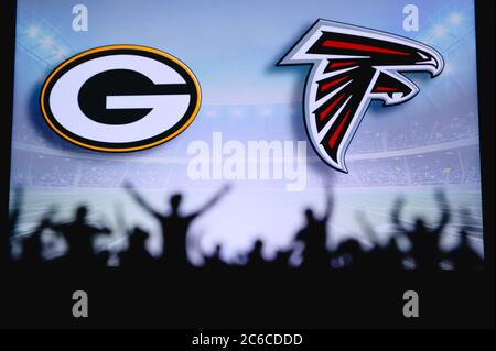 Tampa Bay Buccaneers vs. Green Bay Packers. Fans support on NFL Game.  Silhouette of supporters, big screen with two rivals in background Stock  Photo - Alamy