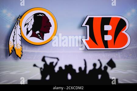 Cincinnati Bengals Vs. .Tennessee Titans. NFL Match Poster. Two American  Football Players Silhouette Facing Each Other On The Field. Clubs Logo In  Background. Rivalry Concept Photo. Stock Photo, Picture and Royalty Free