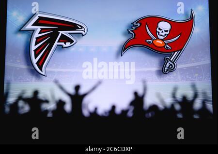 Carolina Panthers vs. Tampa Bay Buccaneers. Fans support on NFL Game.  Silhouette of supporters, big screen with two rivals in background Stock  Photo - Alamy