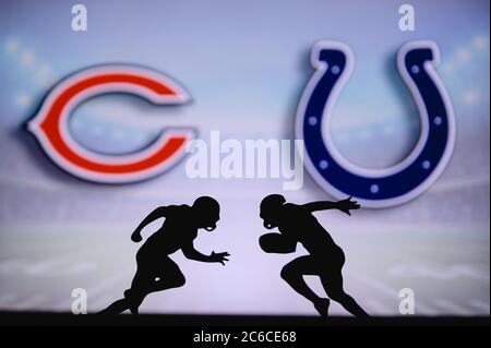 Pittsburgh Steelers vs. Cleveland Browns. NFL match poster. Two american  football players silhouette facing each other on the field. Clubs logo in  bac Stock Photo - Alamy