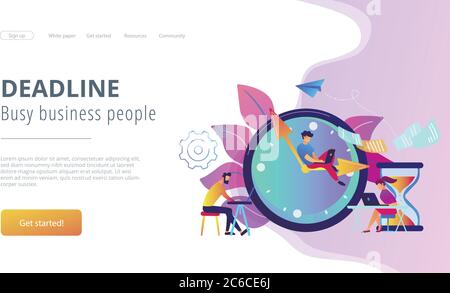 Deadline concept landing page. Stock Vector